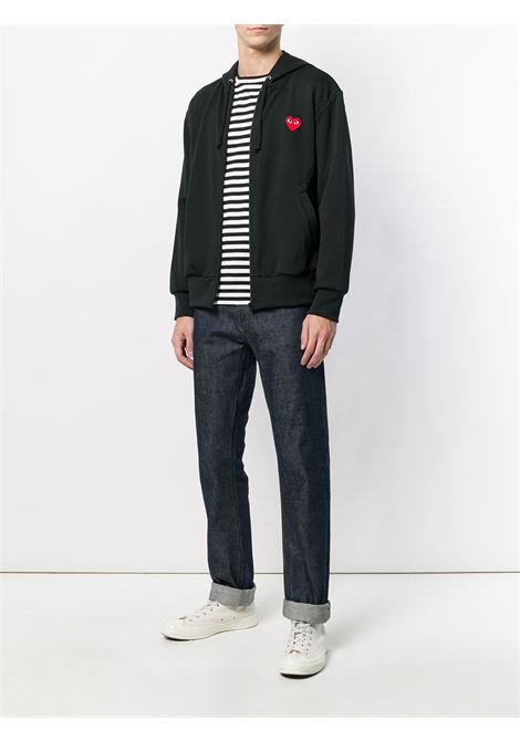 zipped red emblem hoodie unisex COMME DES GARÇONS PLAY | AX-T172-0511